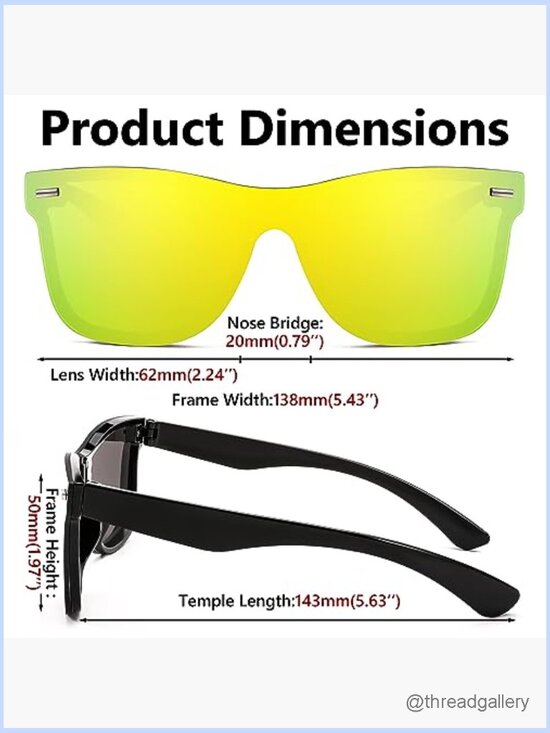 Rimless Mirrored Sunglasses Reflective UV400 Protection Square